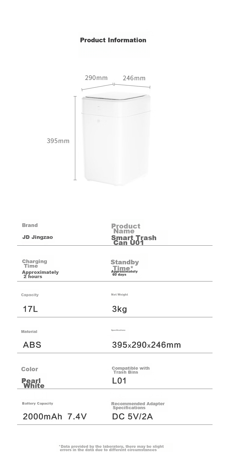 JD Original Smart Sensor Trash Can with Automatic Bagging, Narrow Garbage Bin for Living Room, Bedroom, Kitchen And Bathroom, 10L 17