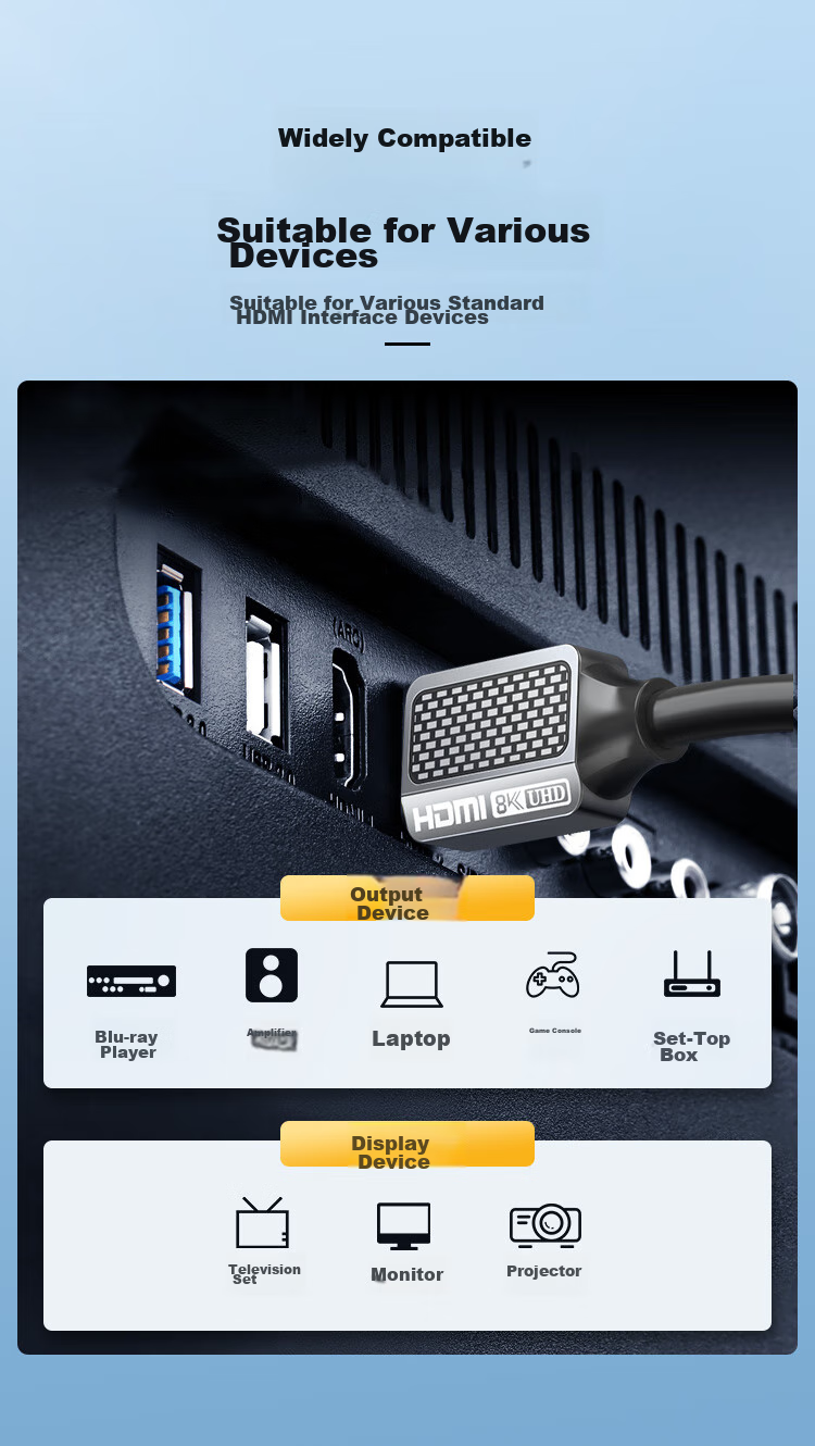 CHOOSEAL HDMI Cable Version 2.1, 8K60Hz 4K120Hz, Computer TV Monitor Projector Digital HD Video Connection Cable, 1 Meter, QS8210AT1 11