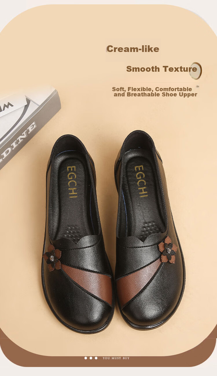 EGCHI Mom Shoes, Women's Non-Slip Soft-Soled Slip-On Outdoor Casual Nurse Shoes, HC005, Black, Size 39 11