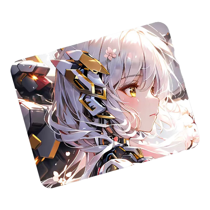 Juyingfeng Mouse Pad, Small Size, for Office And Home Use, Creative Cartoon Design, Add-On Item, Portable, Non-Slip, Washable, Personalized Gaming Mouse Pad, 26*21cm, Mecha Girl Design, Small Size