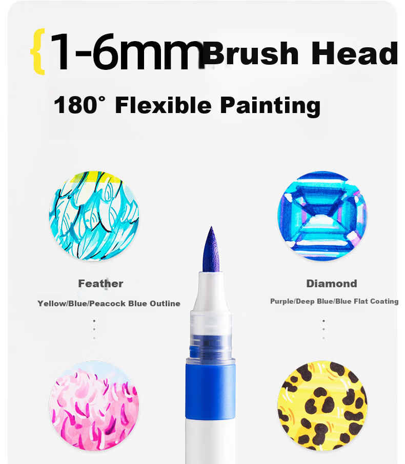 Meiletongnian Children's Direct Liquid Acrylic Markers, 80 Colors, Watercolor Pens, Non-Transparent, Stackable, Soft Tip, Drawing Pens for Primary School Students And Kindergarten, Birthday And New Year Gift Box Set 27