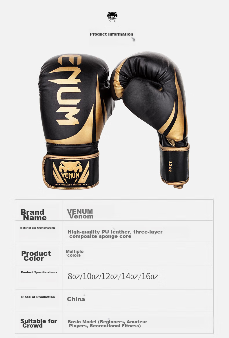 VENUM CHALLENGER 2.0 Boxing Gloves, Training Muay Thai Fighting Gloves, Challenger 2.0, Black And Gold, 12OZ 3