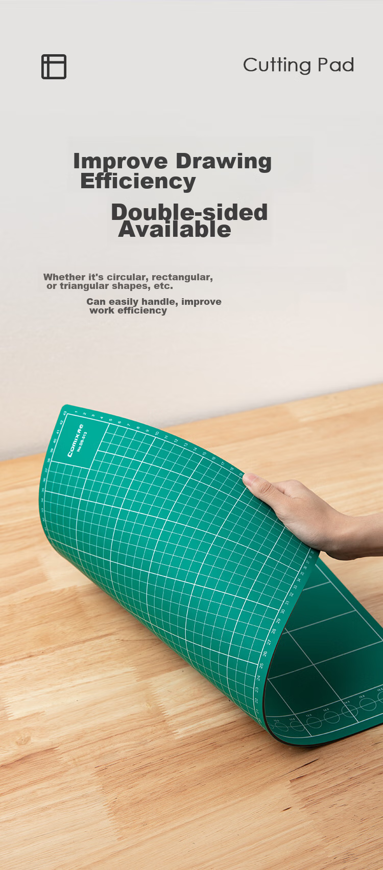 COMIX A4 Double-Sided Cutting Mat, PVC Material, DIY Desktop Pad for Drawing And Engraving, Washable, Student Paper-Cutting, Artistic Carving Board, Anti-Cut Mat, DS-514 Gree 6