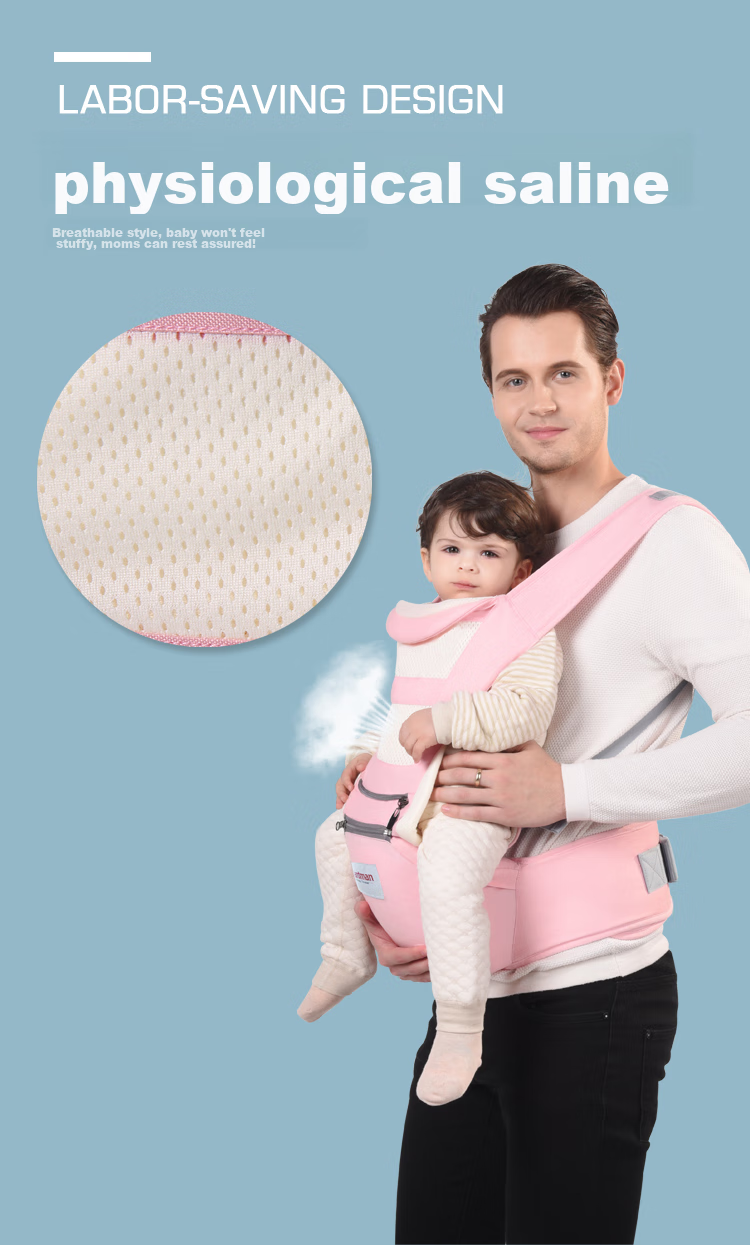 LYUBA Waist Stool, Baby Carrier, Front-Carrying Style, Baby-Holding Aid, Multifunctional Seat, Shock-Absorbing Back Support, Infant Carrier HYA2031, Cherry Blossom Pink 2