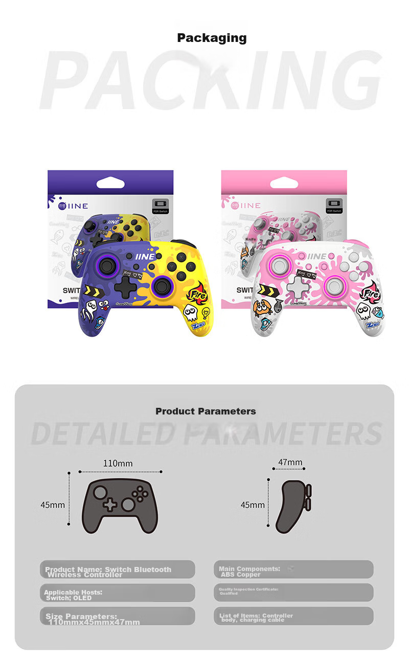 Liangzhi (INE) Compatible with Switch/switch2 Controller, Wireless Bluetooth Wake-Up Pro Controller, PC Computer Steam NFC Function, Splatoon Accessories 9