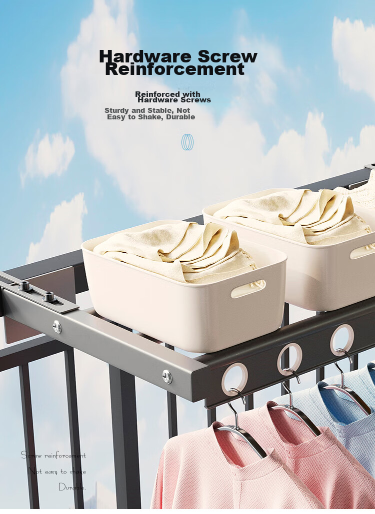 SHULIANG Retractable Clothes Drying Rack for Balcony, Home Use, Outdoor Drying Solution, Indoor Coat Hanger, Length 40CM 9