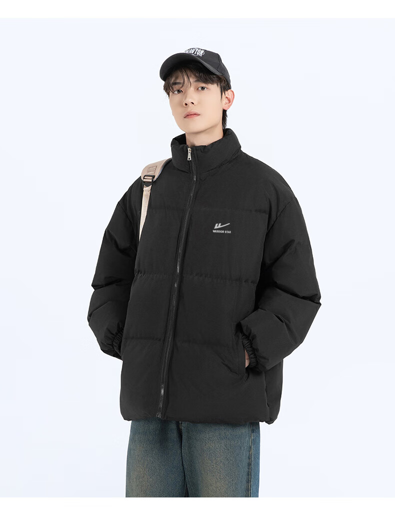 Warrior Cotton Jacket for Men, Winter Stand-Up Collar, Thickened Warm Padded Coat, Cold-Resistant Outerwear, Trendy Versatile Puffer Jacket for Men, 2881 10
