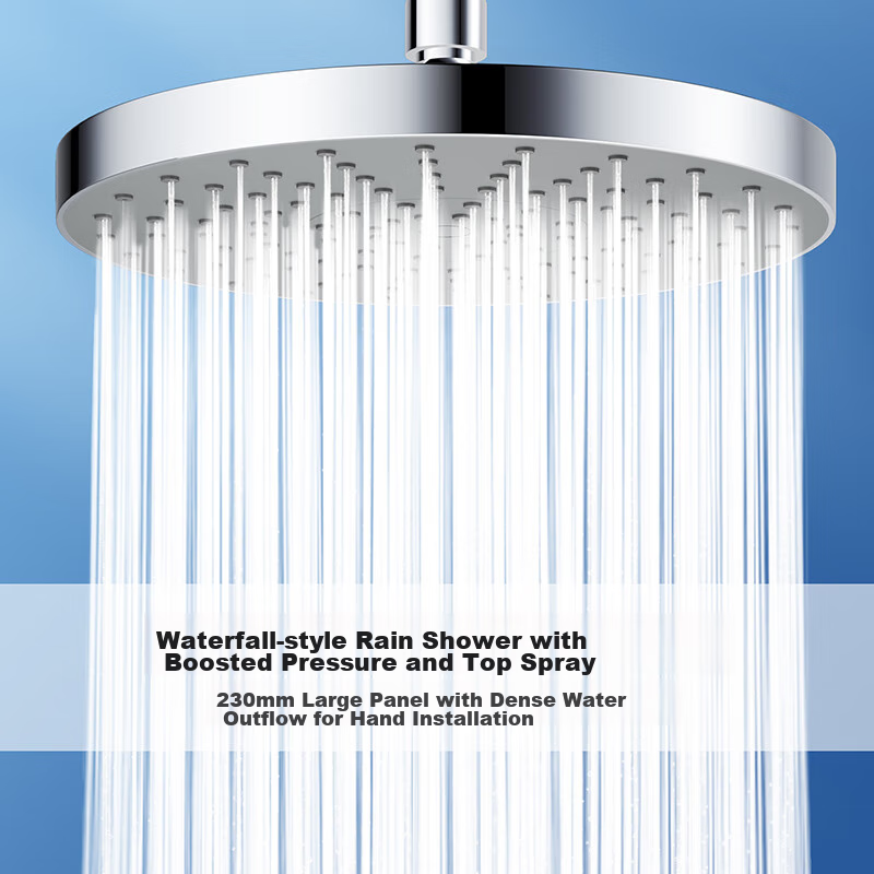 Larsd Top Spray Shower Head, Shower Head with Top Spray, High-Pressure Water-Saving Ultra-Thin Round Large Top Spray AL8075