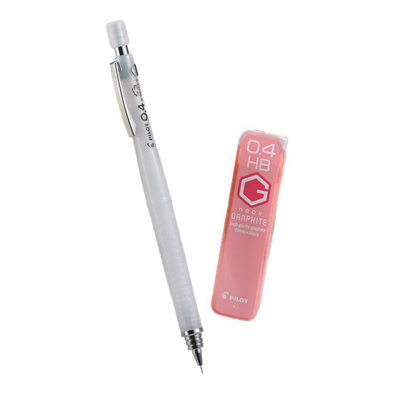 PILOT S3 Drawing Mechanical Pencil 0.4 Student Stationery Mechanical Pencil Sketching Pencil with Eraser Tip Off-White + Neox Graphite Mechanical Pencil Lead 0.4 30-Pack HB