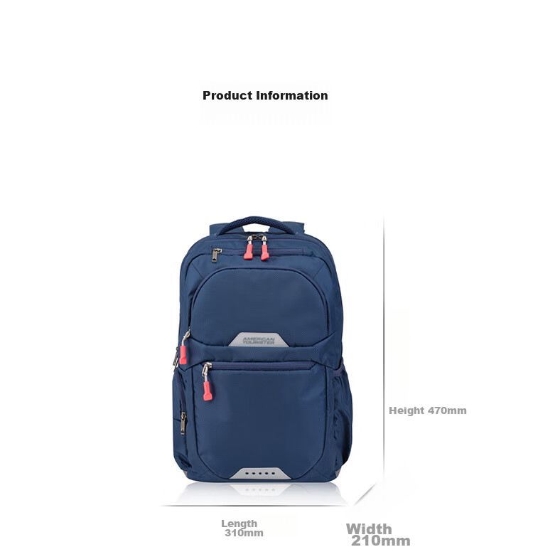 American Tourister Backpack Travel Bag Sports Bag Large Capacity Commuter Laptop Bag Upgraded Version Celebrity Edition QI5 Dark Blue 12