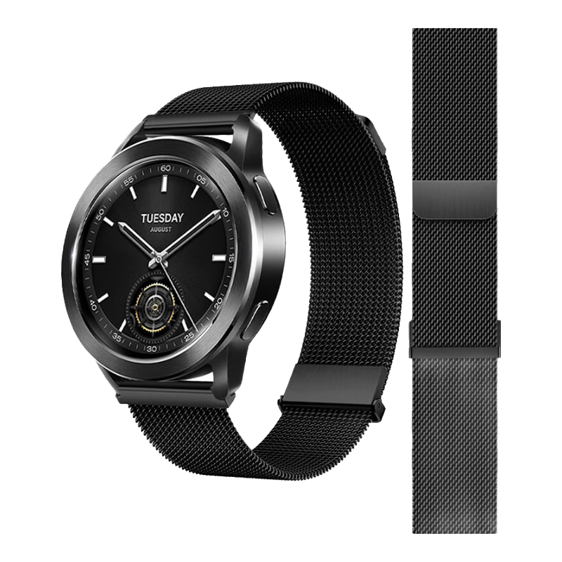 Weiqiantu Compatible with Xiaomi Watch S5/S4/S3/S2 Strap, S1 Pro Band, Milanese Magnetic Stainless Steel Watch Wristband for Men | Dual Magnetic [Black]