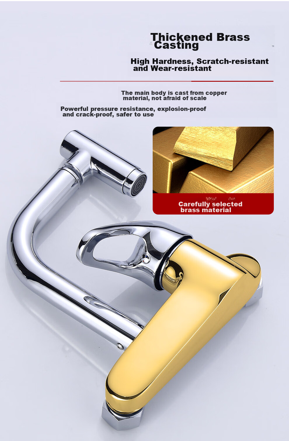 CVBAB All-Copper Main Body Wall-Mounted Kitchen Faucet, Hot And Cold Single Handle, Sink Mixer Valve, CV2205 4