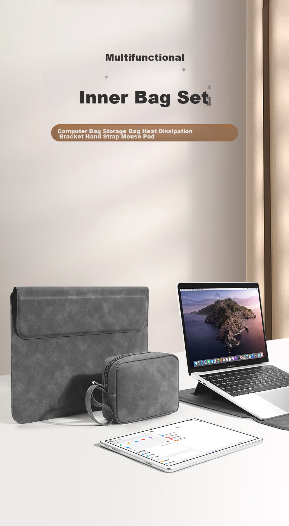 Jichuan Laptop Sleeve, Notebook Inner Case, 14-Inch Protective Cover, Storage Bag, Suitable for Apple MacBook Pro, Honor Huawei MateBook, Lenovo ThinkPad Xiaoxin, HP 1