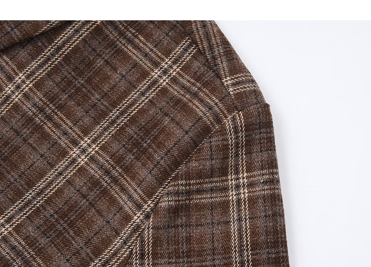 Demana [Geometric Aesthetics] Winter Smart Commuter Plaid Lapel Shirt with Side Pleats and Waist Cinch Women's Blouse 2