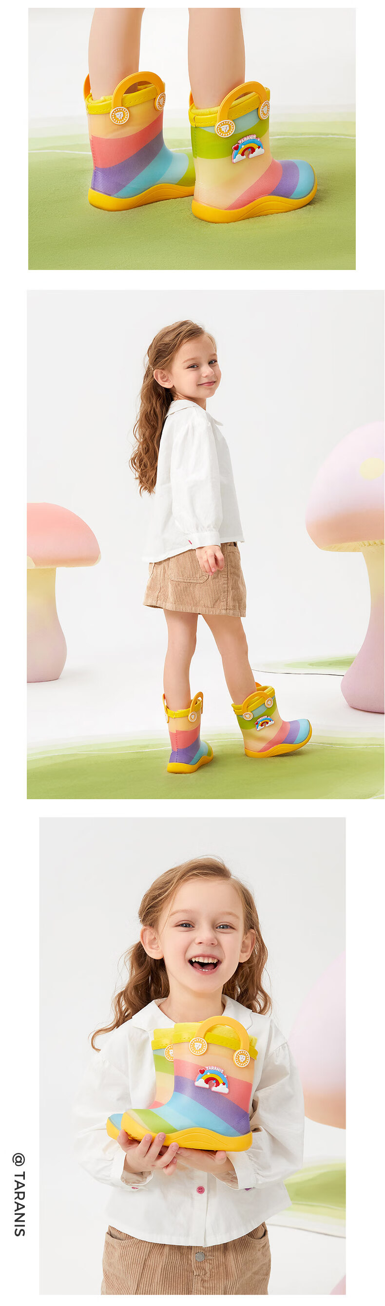 TARANIS Kids Rain Boots Boys Soft Sole Non-Slip Water Shoes Girls Yellow/Color Size 28 10