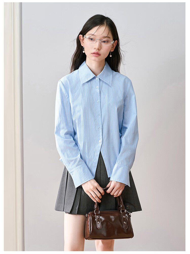 Miss Bird Blue Long Sleeve Office Shirt Women's Slim Fit Breathable Work Blouse 18