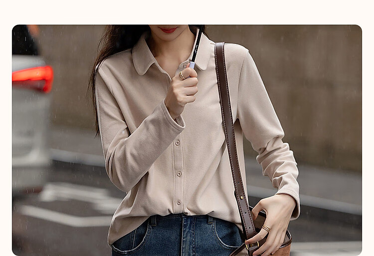 Dme [Luiri Xiaoxiang] Spring And Autumn French Yton Collar Moisturizing Warm Shirt Long Sleeve Elegant Blouse Women's Top 4