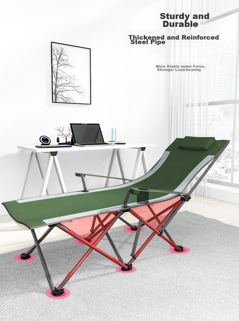 V-CAMP Folding Outdoor Camping Chair, Portable Nap Chair for Hospital Accompaniment, Military Cot, Outdoor Folding Stool 7