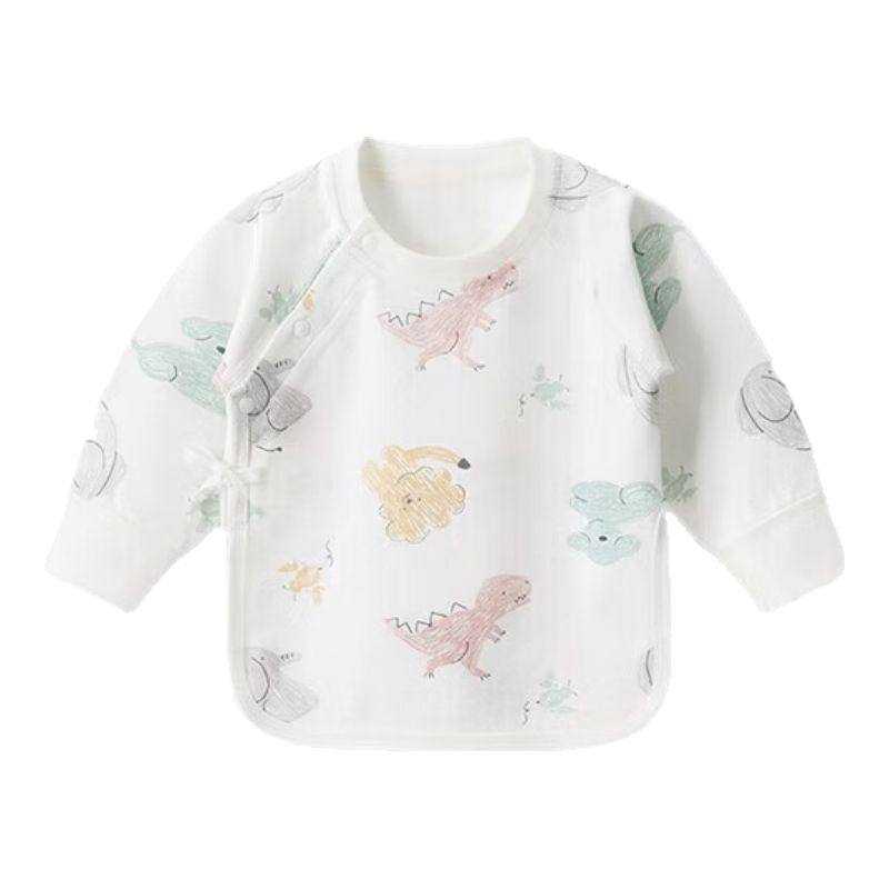 Guaiqixiong Newborn Pure Cotton Half-Back Shirt, Spring And Autumn Season, Newborn Baby Long-Sleeve Monk Robe, Infant Seamless Top