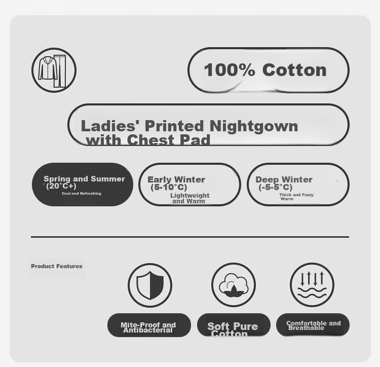 MiiOW [Anti-Mite Antibacterial Pure Cotton] Women's Nightgown with Chest Pads, Floral Print Cardigan, Plus Size Loungewear, Apricot Color, XL 1