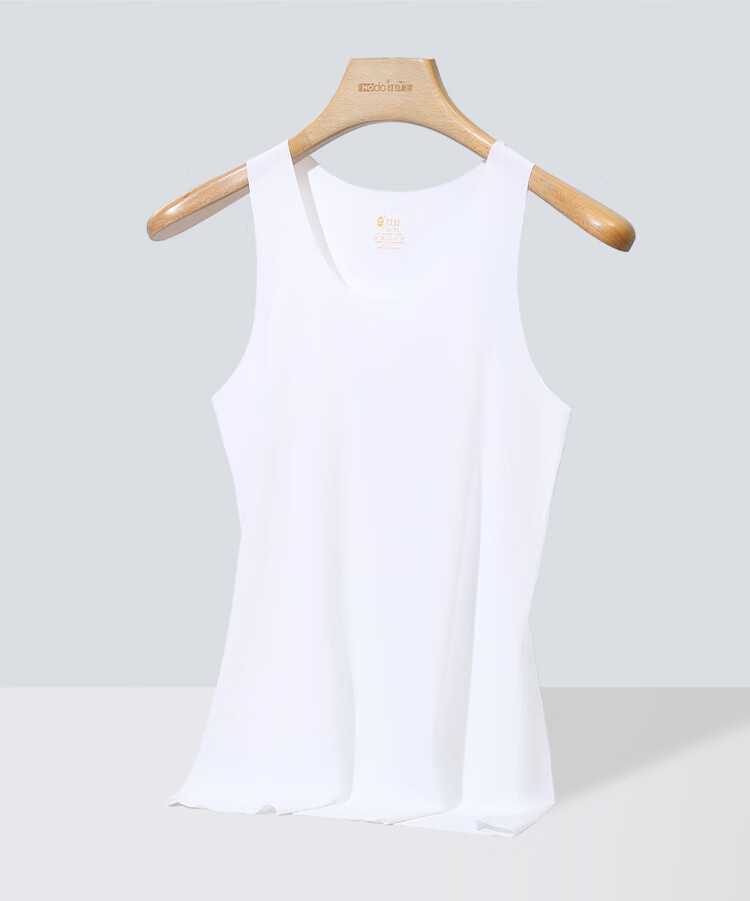 Hodo Men's Summer Ice Silk Seamless Thin Undershirt, Round Neck Versatile Elastic Vest, Ice Blue, Size 170 11