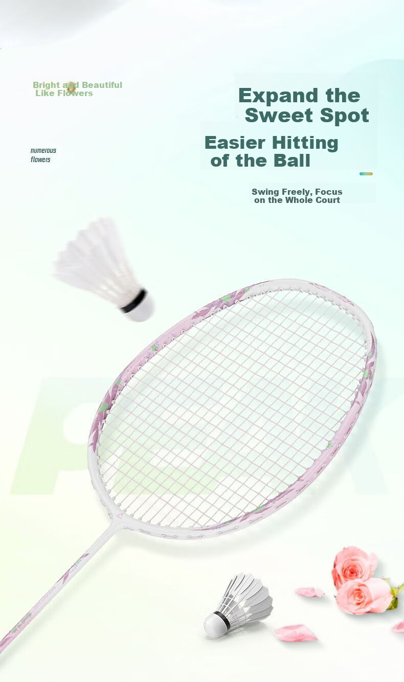 PEAK Double Badminton Rackets for Family And Students, Entry-Level Rackets with Parent-Child Outdoor Carbon Fiber Rackets, Ultra-Light And Durable 4