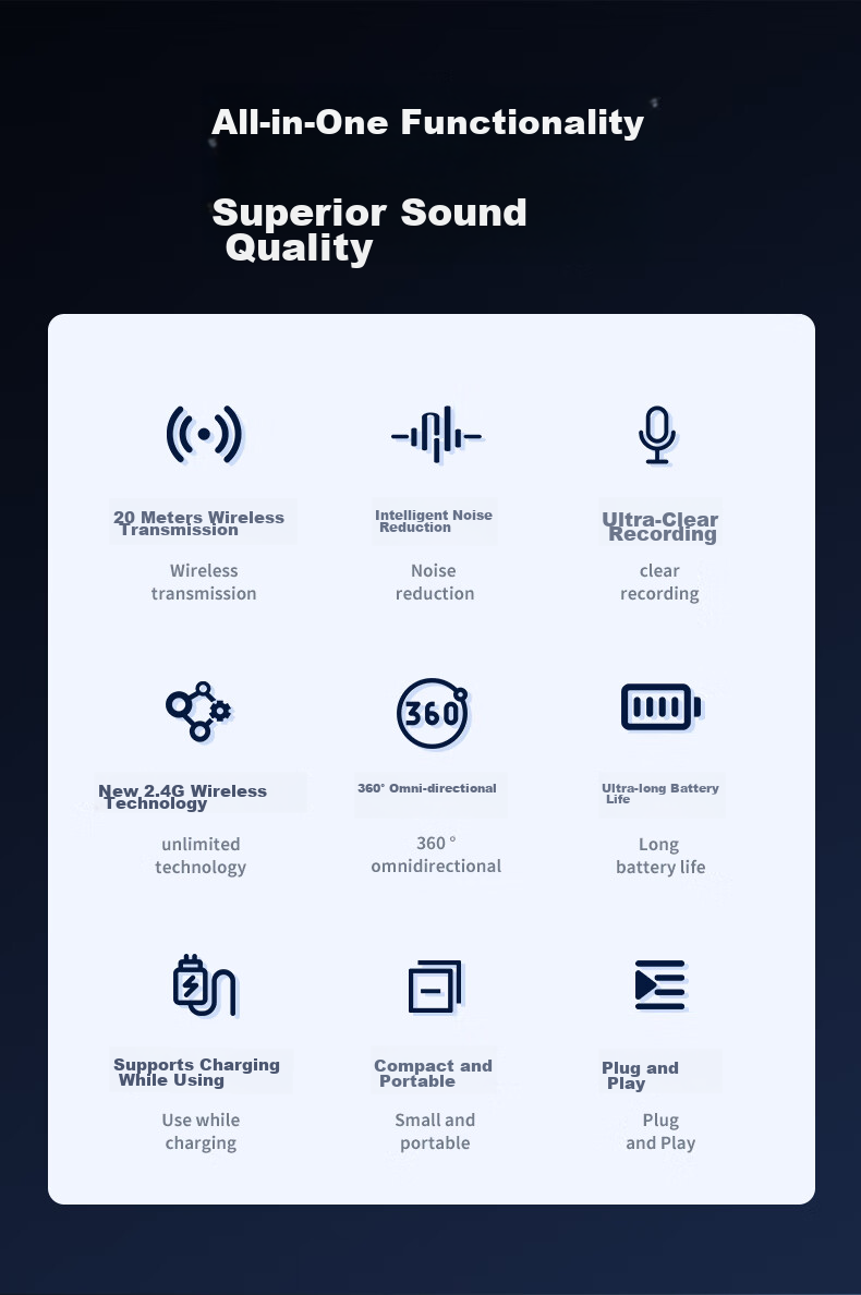 Newman MC216 Pro Wireless Lavalier Microphone Professional Live Streaming Recording Outdoor Short Video KTV Noise-Cancelling Portable Wireless Mic One-to-One Charging Case Version 7