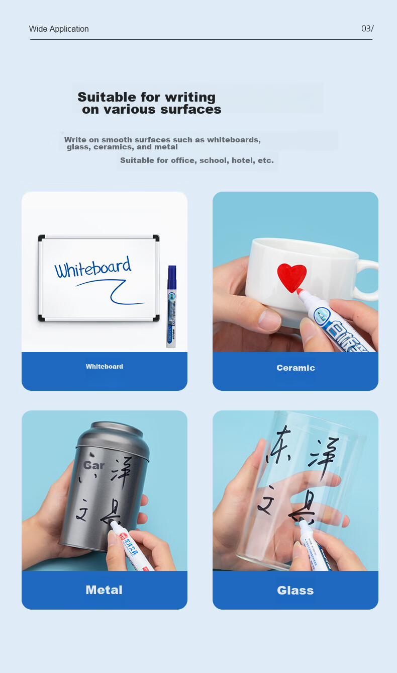 Dongyang WB528 Bright Color, Erasable Whiteboard Markers, Teacher's Blackboard Pens, Easy-To Writing Board, 10 Pens/box/black 2