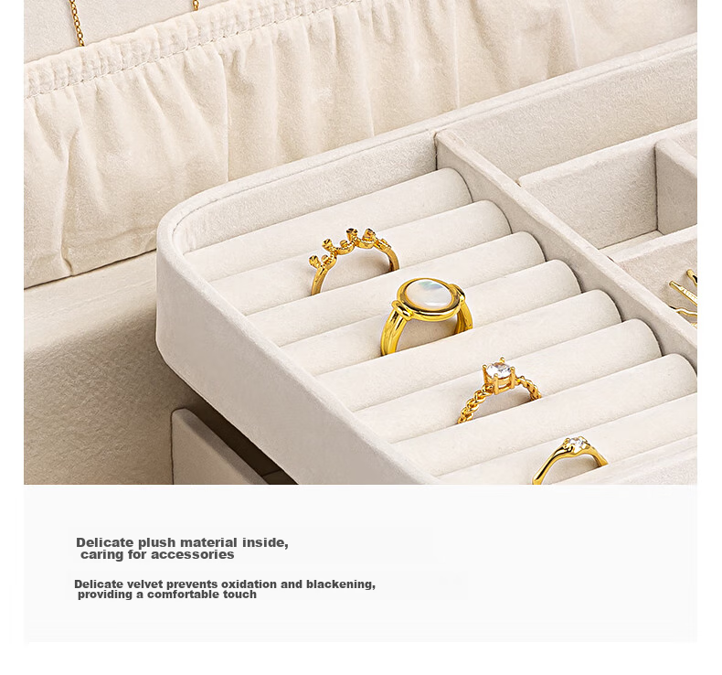 VLANDO Portable Double-Layer Lockable Jewelry Box, Travel Anti-Oxidation Earring Necklace Storage Box, High-End Luxury Mid-Autumn Festival Gift 11