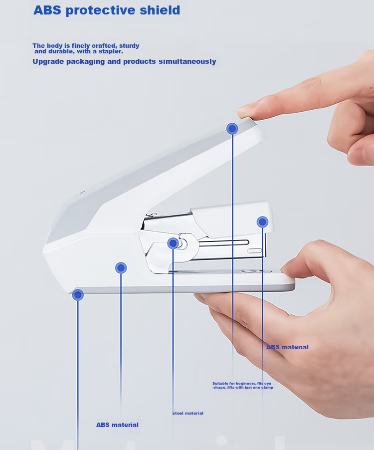 Deli Low-Force Stapler/Binders/Stapler, One-Touch Pressing, Compatible with #12 Staples, White 0477 (Staples Not Included) 2