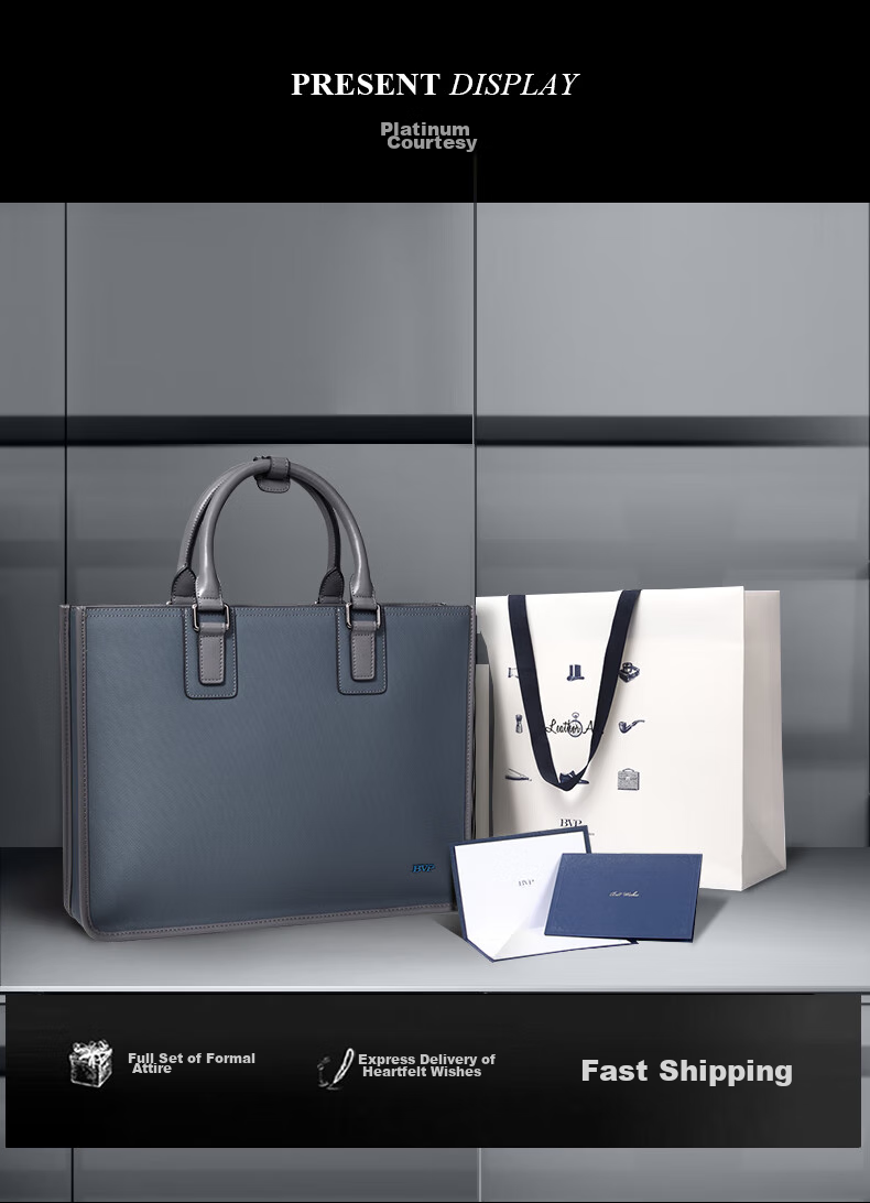 BVP Men's Leather Briefcase, Horizontal Style Handbag, Fashionable Laptop Bag, Business Casual Briefcase for Men, Father's Day Gift 14