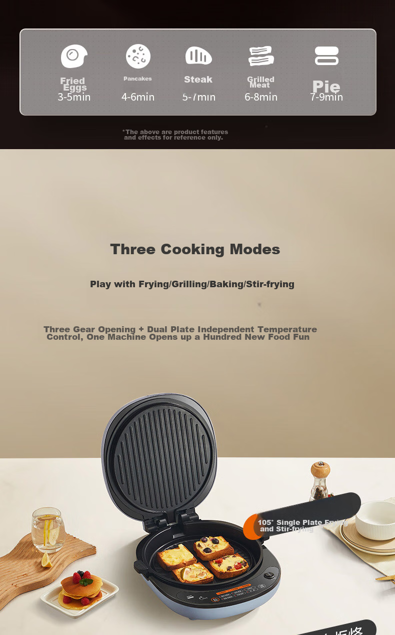 Joyoung Electric Griddle Sandwich Maker Breakfast Machine with 36mm Deep Baking Plate, Fluorine-Free Titanium Ceramic, Ultra-Wear Resistant, Low-Oil Home Grill And Pan Frying Machine, High-Power Pancake Maker GK550Pro 14