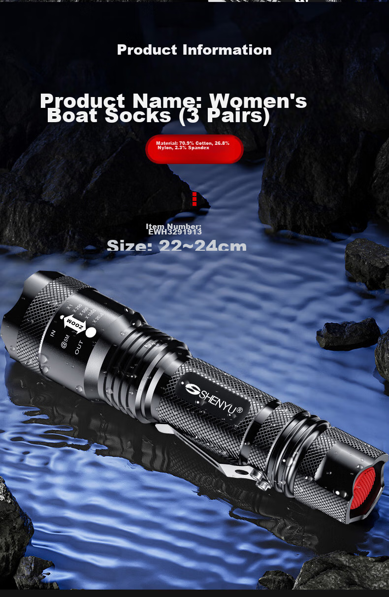 SHENYU Flashlight, High-Power Handheld Torch, Compact Mini Zoomable Long-Range Ultra-Durable Super Bright Outdoor Cycling Light 9