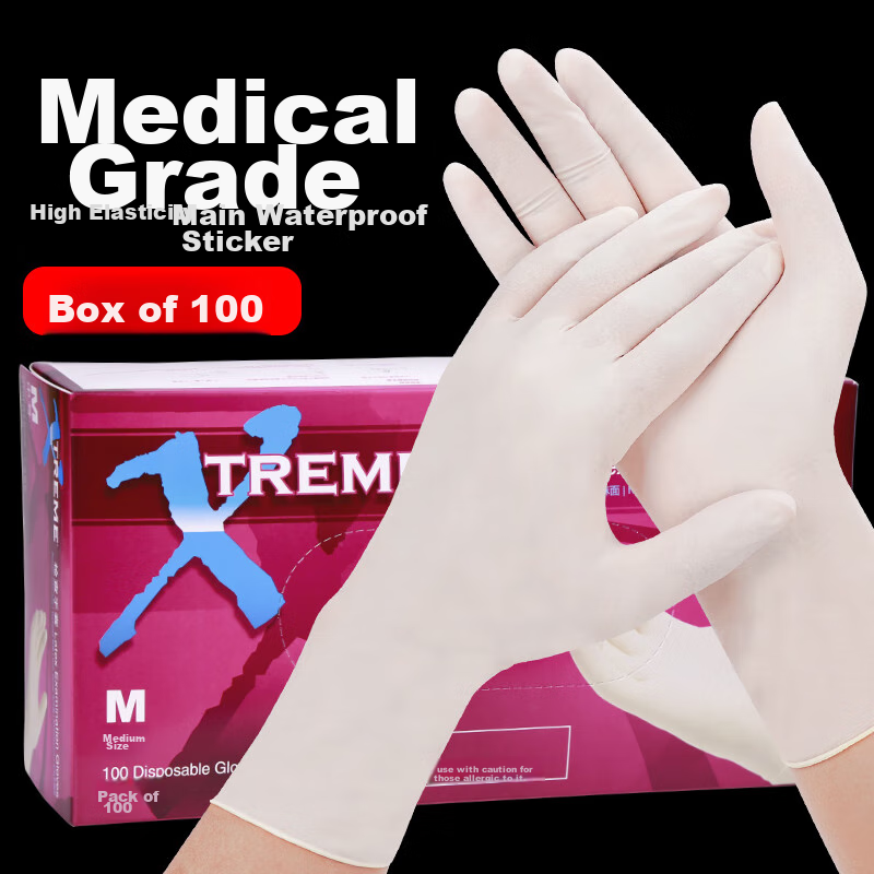 Одноразовые латексные перчатки AMMEX, 100 шт., размер M, для уборки, кухни, медицинские