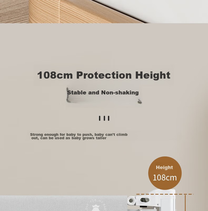 YEEHOO Bed Guard Rail, Baby Fall Prevention Protective Barrier, Infant Crib Rail, Children's Guardrail, Bedside Safety Rail, 2.0 Meter Bed - Single Piece 9