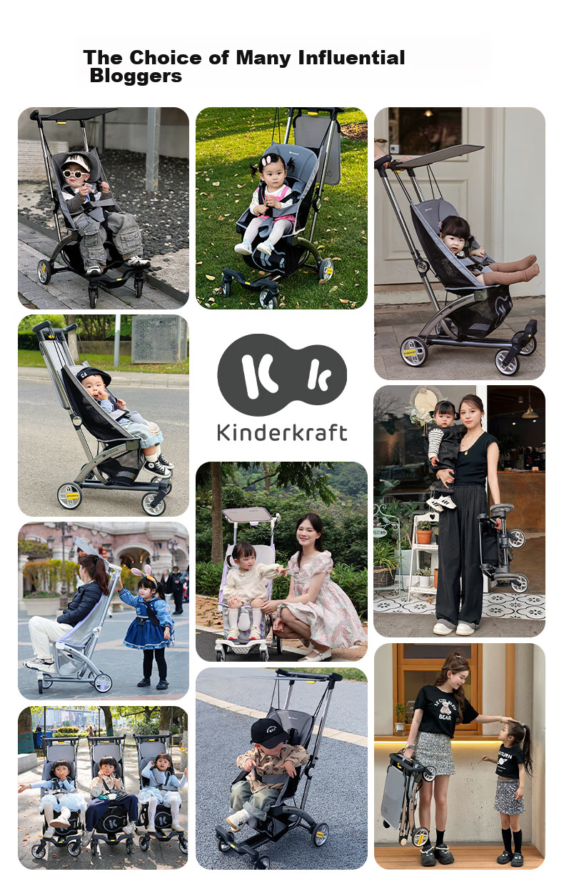 KinderKraft KK Pocket Stroller, Xiaohan Dou Walking Aid, Lightweight Stroller for Babies, Foldable And Compact Baby Carriage, Gray 1