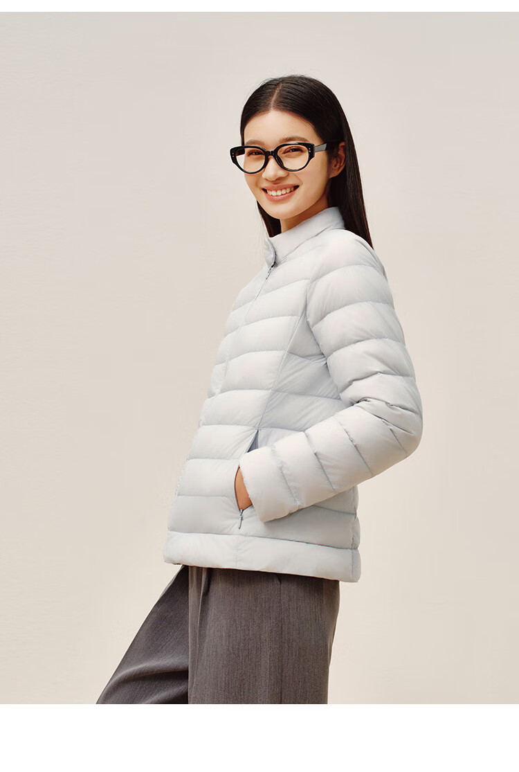 JD Jingzao Women's Lightweight Down Jacket Fashion Versatile Winter 2025 Thick Warm Coat Soft Mist Gray XL 32