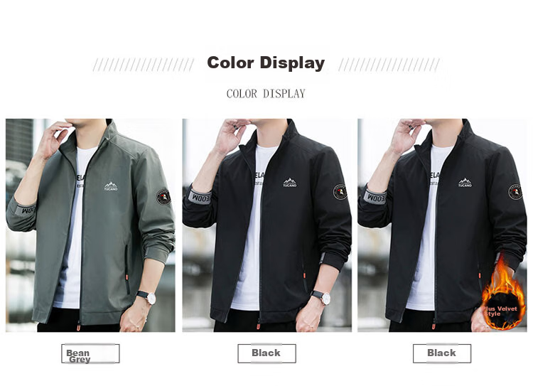 TUCANO Men's Jacket, Spring And Autumn Business Casual Windbreaker, Loose-Fitting Trendy Stand-Collar Coat for Men, Black, 2XL 8
