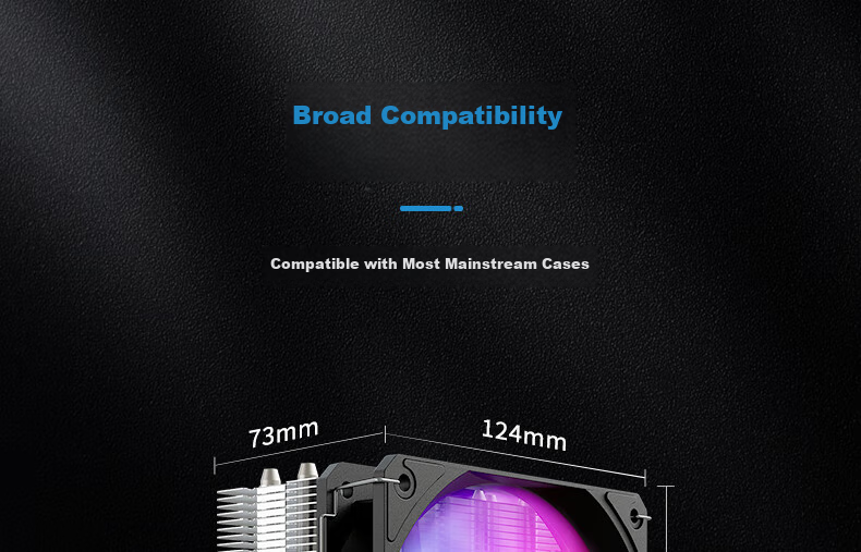 CoolerMaster Hyper 510 Down-Pressure Air Cooler All-Black Design Direct Contact 5 Heat Pipes Mini Size ITX Case Compatible Multi-Platform Mounting 3-Year Warranty 11