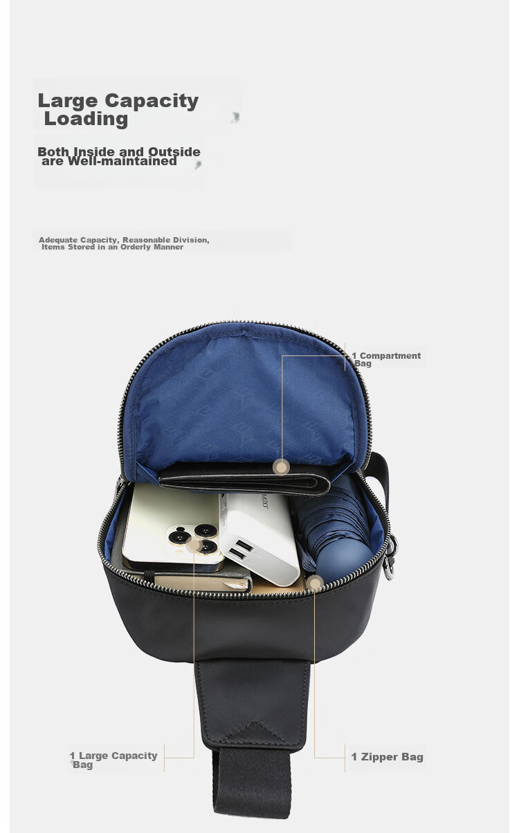 Goldlion Chest Bag, Fashionable Casual Crossbody Bag, Large Capacity Men's Bag, Lightweight And Durable Shoulder Bag, Birthday Gift 8