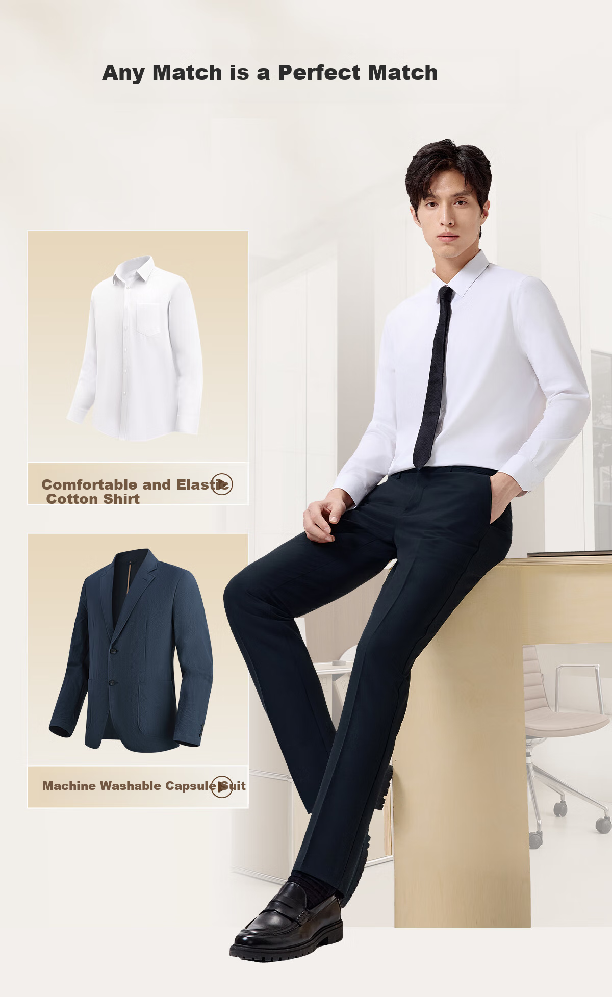 Hodo Wrinkle-Free Dress Pants for Men, Business Formal Wear, Draping Straight-Leg Professional Suit Trousers 10