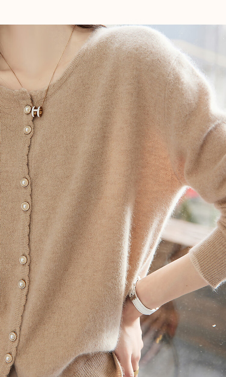 Dme 100% Wool Cardigan 2025 Autumn Round Neck Loose Drop Shoulder Long Sleeve Knit Sweater for Women 9