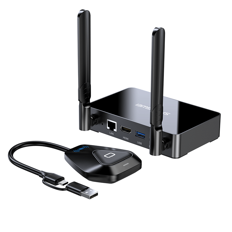 Shengwei Enterprise-Grade Wireless Screen Mirroring Device, High-Definition Conference Sharing, Laptop USB Connection to Projector TV Transmitter, Point-To 50 Meters, DHU003AB