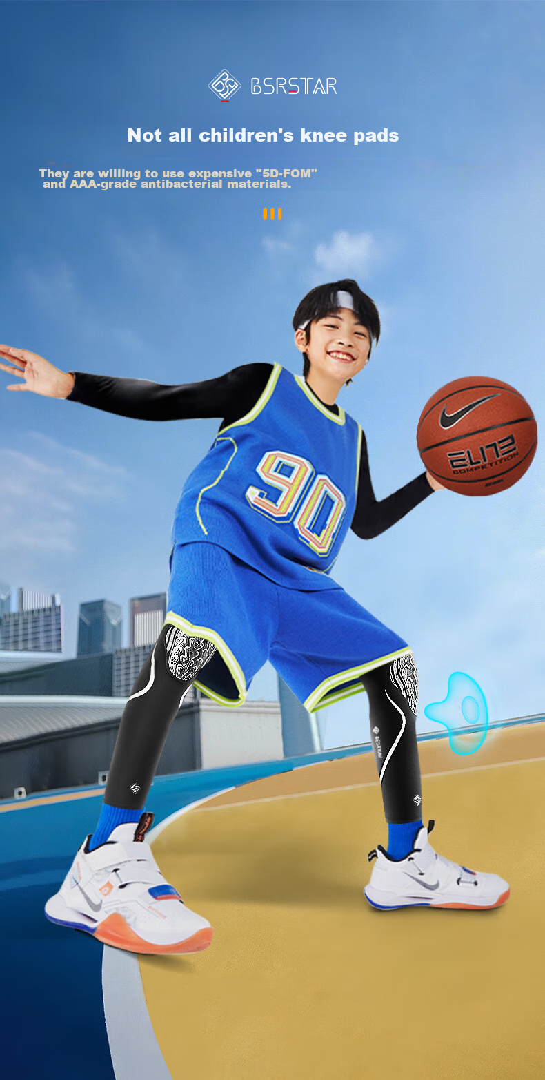 Bestray 5D FOM Children's Basketball Knee Pads, Extended Protection, Anti-Fall, Professional Sports-Specific Soccer Knee Guards 2