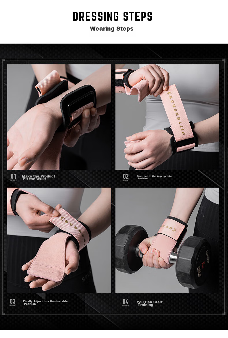 FITTER GEAR Fitness-Specific Deadlift Leather Non-Slip Support Belt with Wrist Guards for Women, Pull-Up Bar Rowing Grip Assistance Band 9