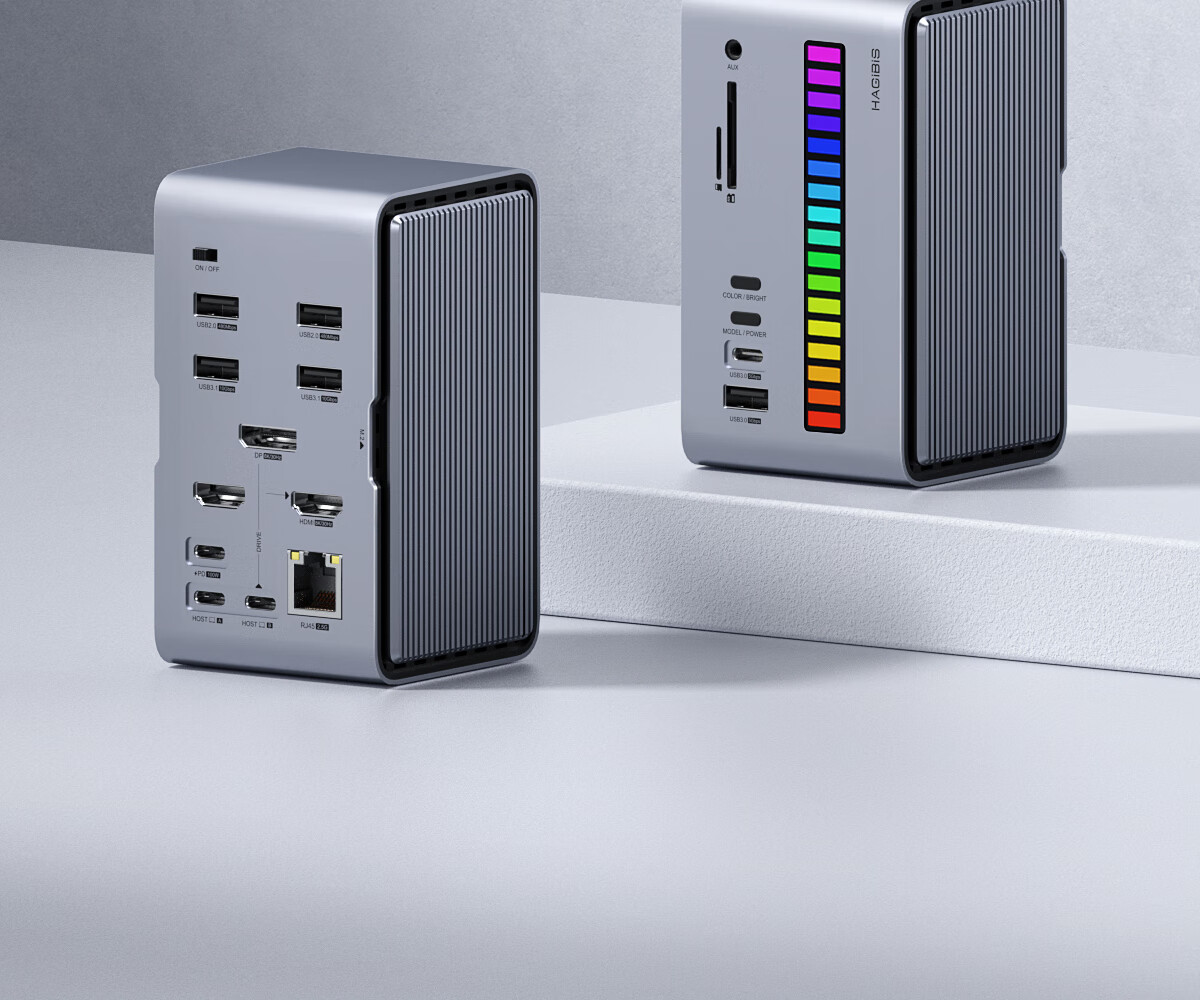 Hagibis Desktop Expansion Dock, Type-C Hub, USB Multi-Port Adapter, HDMI Multi-Screen Vertical HUB, Hard Drive Enclosure, Thunderbolt 5/4 Compatible with Apple Mac Laptops 3