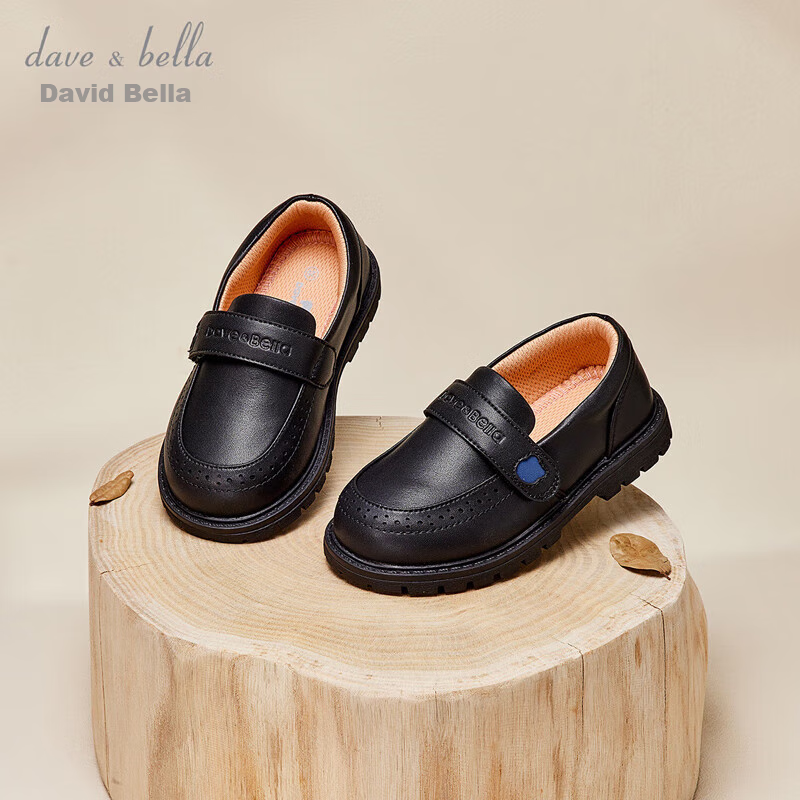 DAVE & BELLA [Celebrity Style] Children's Leather Shoes, Boys' Black Dress Shoes, Performance Shoes, Girls' Shoes for Spring And Autum