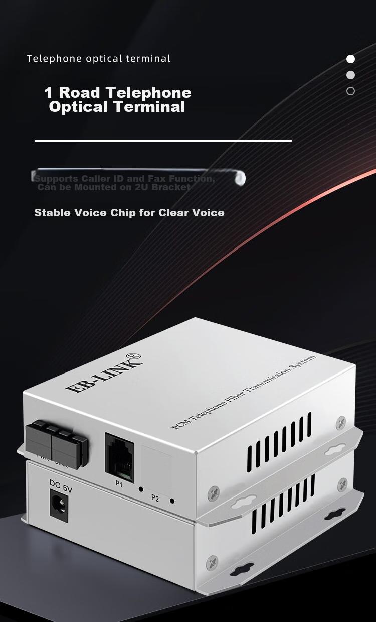 EB-LINK Telephone Optical Terminal, 1-Channel Telephone PCM Voice Optical Terminal, Audio Intercom Transceiver, Telephone Fiber Optic Converter, Large Square Port SC Interface 1
