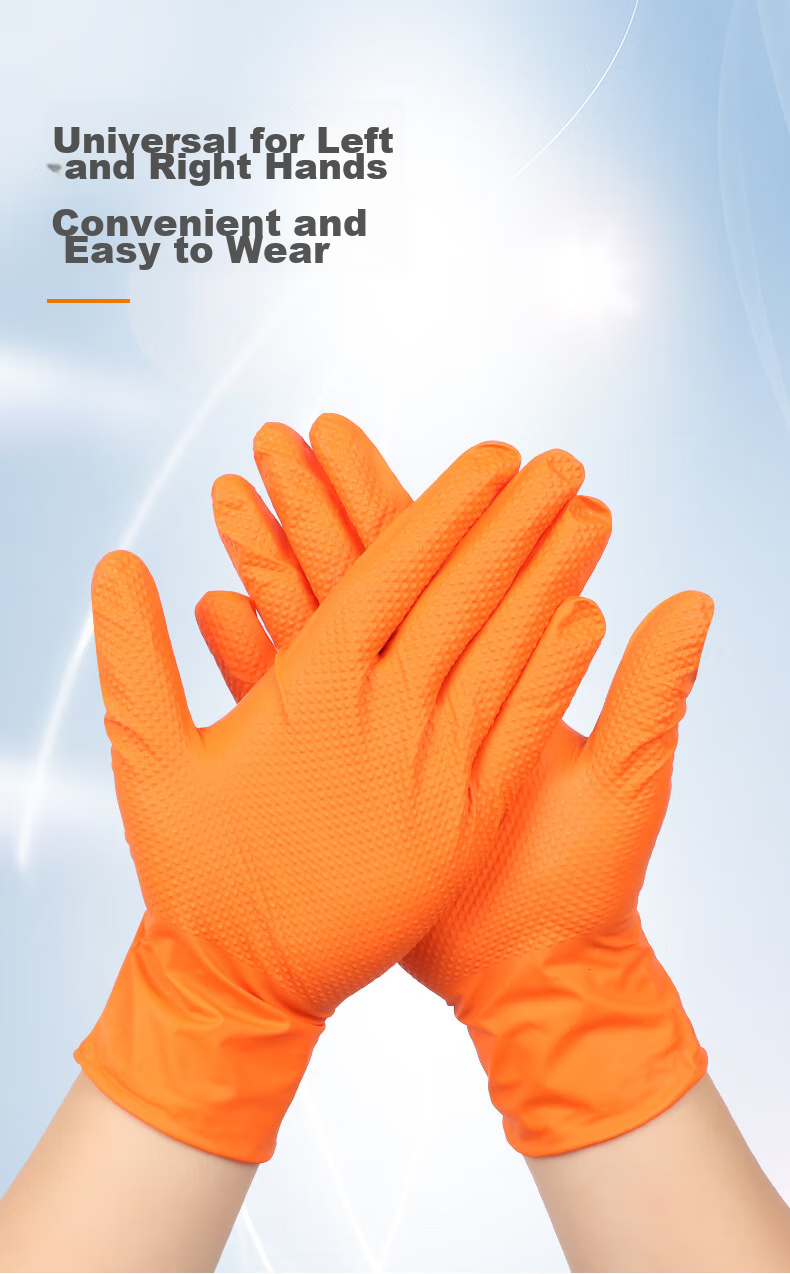 WOLSGIN Black Diamond Pattern Nitrile Gloves, 50 Large Size, Extra Thick, for Industrial Laboratory Auto Repair, Disposable 12