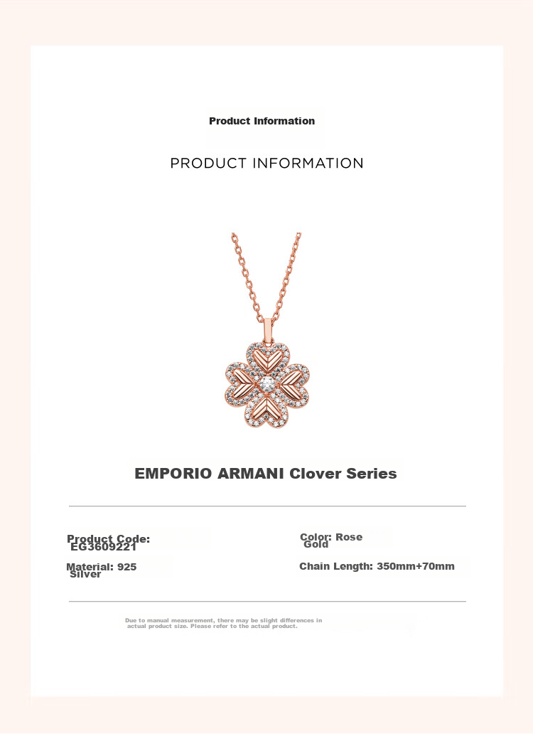 EMPORIO ARMANI Women's Necklace Lucky Heart Four-Leaf Clover Necklace Birthday Gift for Girlfriend EG3609221 5